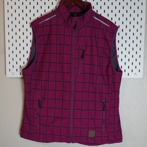 Little Donkey‎ Andy Vest Womens XXL Purple Plaid Sleeveless Full Zip